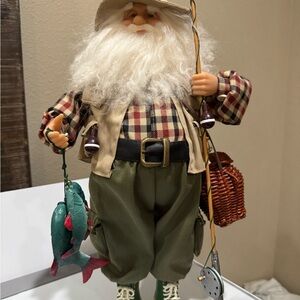 Plaid Shirt Fisherman Santa Figurine